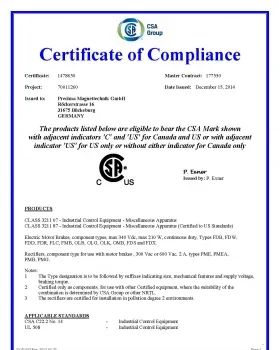 CSA International - Certificate of Compliance